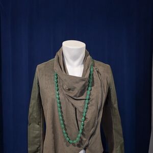 Blank NYC Olive Green Jacket Drape Front Assymetrical Zipper